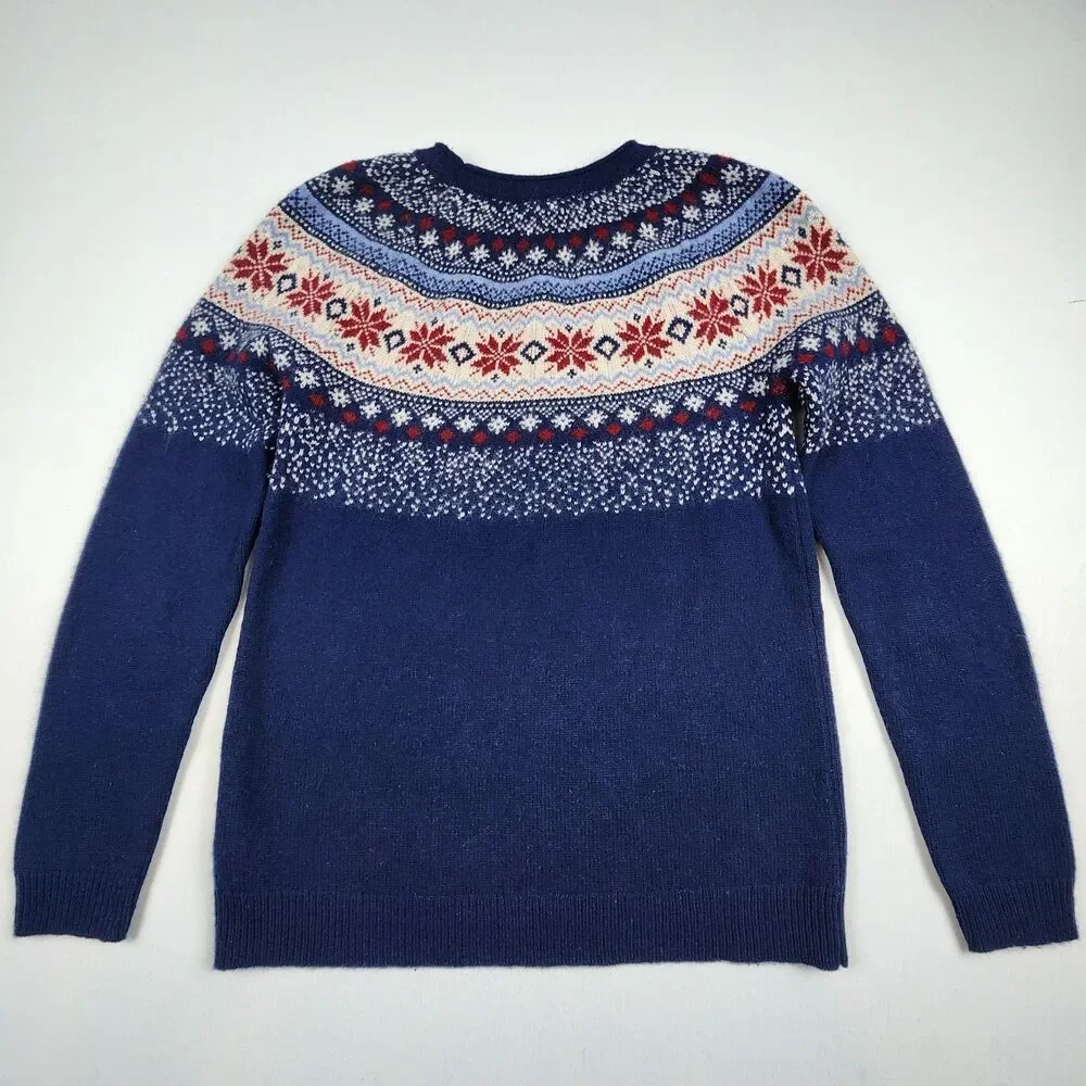 Tabitha Webb Fair Isle Lambswool Jumper Sweater Navy Yoke Womens S Vintage